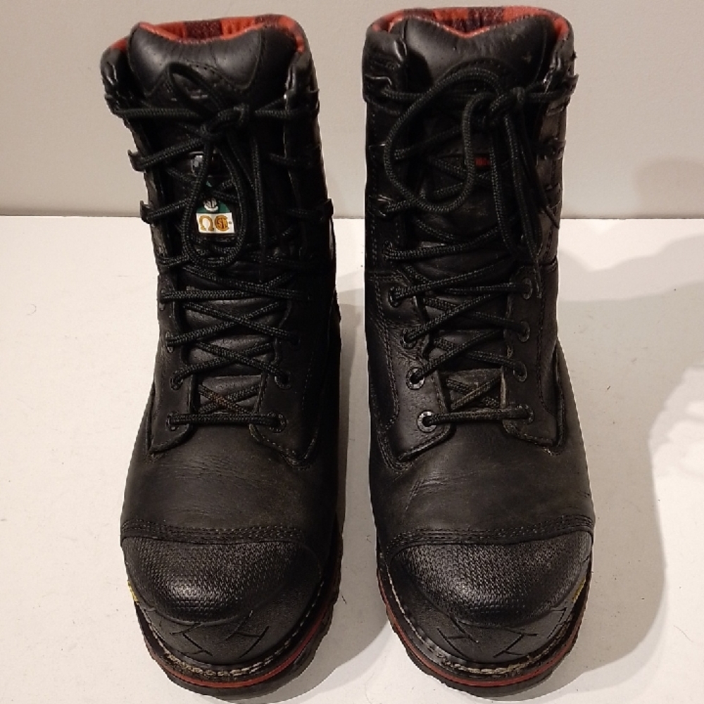 Men's Black Work Boots - Rugged Lace-Up Safety Style